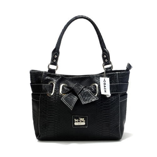 Coach Embossed Bowknot Signature Medium Black Totes DDP Coach Embossed Bowknot Signature Medium Black Totes DDP